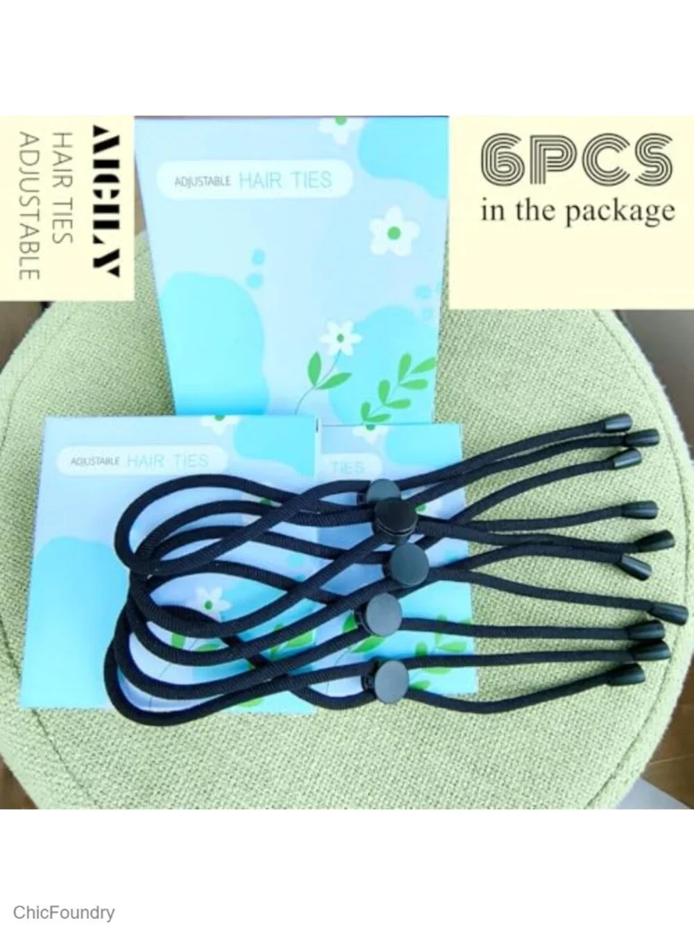 Adjustable Headband Hair Ties for Thick Curly Hair, 6 Pack